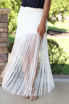 Off-White Asymmetric Fringe Maxi Skirt