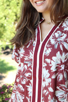 Burgundy & Cream Floral Dress