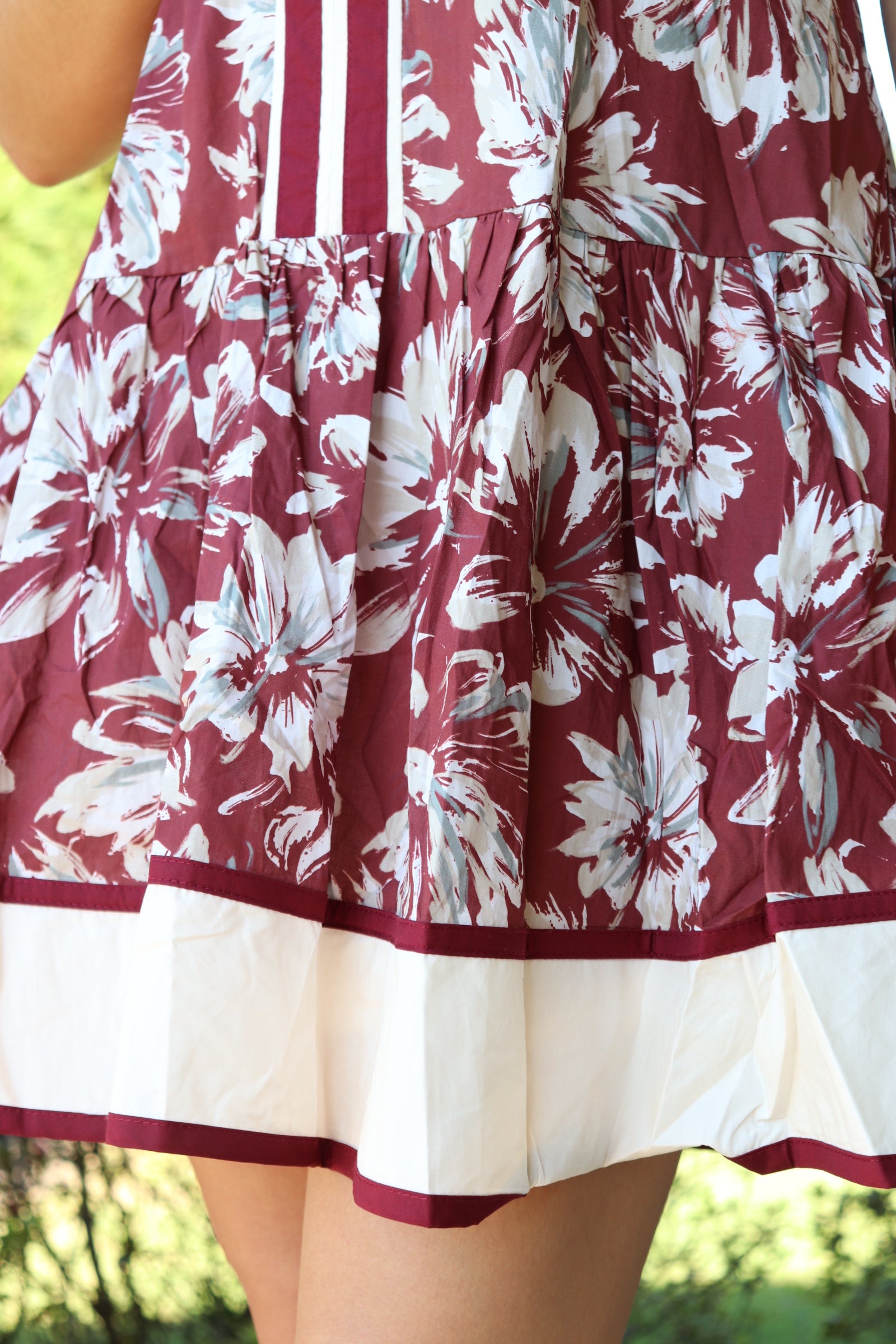 Burgundy & Cream Floral Dress