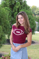Garnet Cap Sleeve Sweater with White Embroidered Football