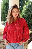 Garnet Pleated Button Down Shirt