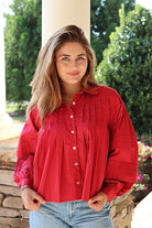 Garnet Pleated Button Down Shirt