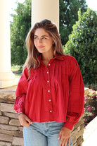 Garnet Pleated Button Down Shirt