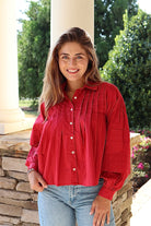 Garnet Pleated Button Down Shirt