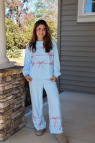 Blue Lounge set with candy cane twist rope designs