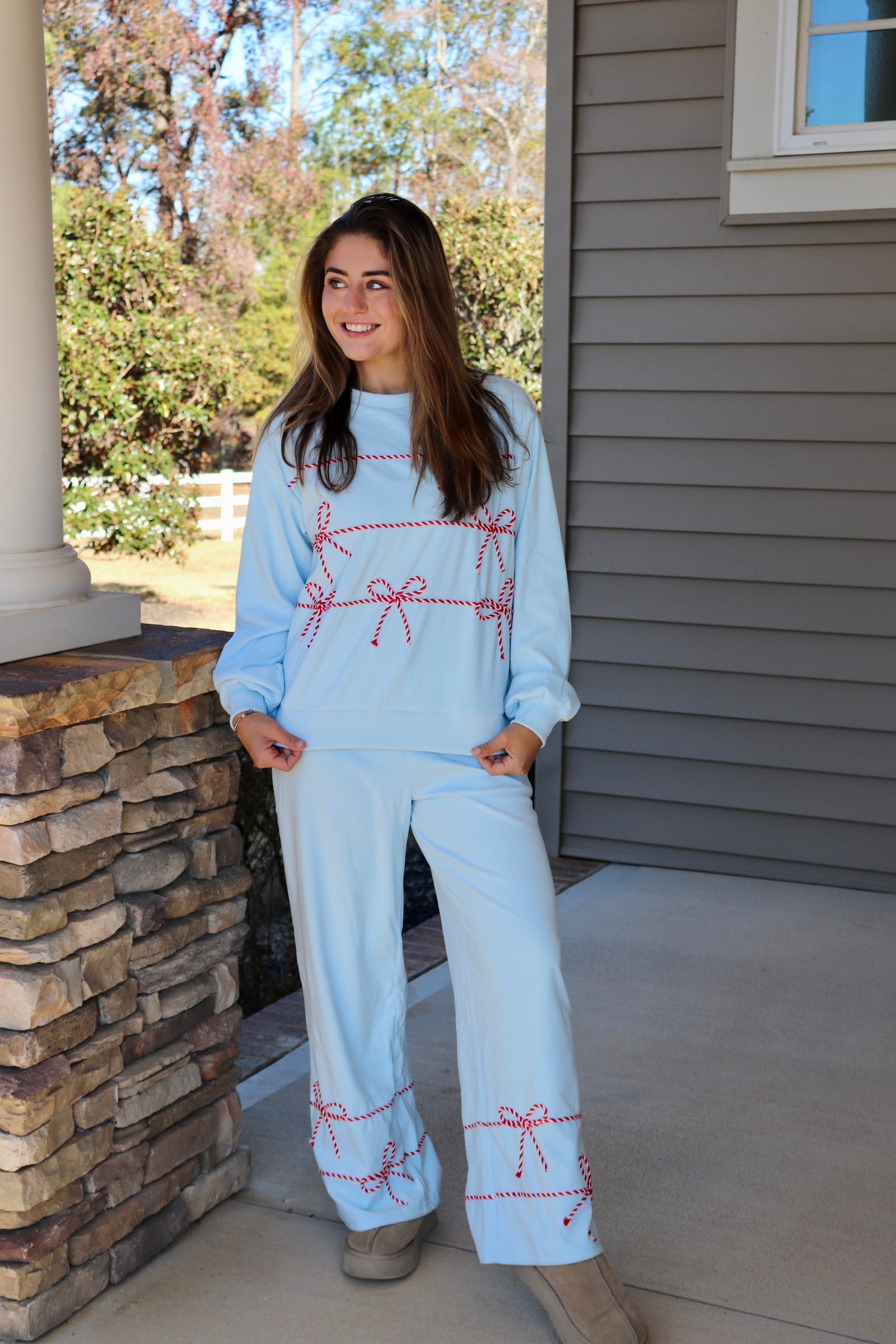 Blue Lounge set with candy cane twist rope designs