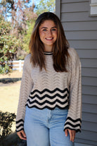 Scallop Edge Black/Sand Sweater