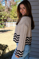 Scallop Edge Black/Sand Sweater