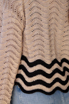 Scallop Edge Black/Sand Sweater