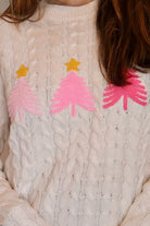 Cable knit Pink Tree Sweater