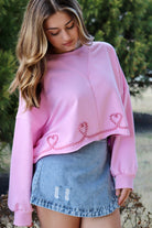 Pink Pullover with Gingham Heart ribbon design