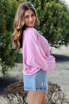 Pink Pullover with Gingham Heart ribbon design