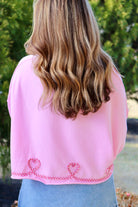Pink Pullover with Gingham Heart ribbon design