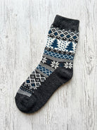 Gray Christmas Tree Cozy Cabin Socks