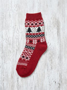 Wine Christmas Tree Cozy Cabin Socks