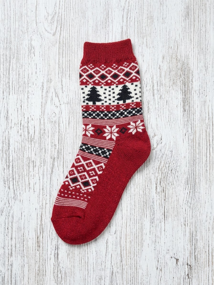 Wine Christmas Tree Cozy Cabin Socks