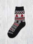 Black Christmas Tree Cozy Cabin Socks
