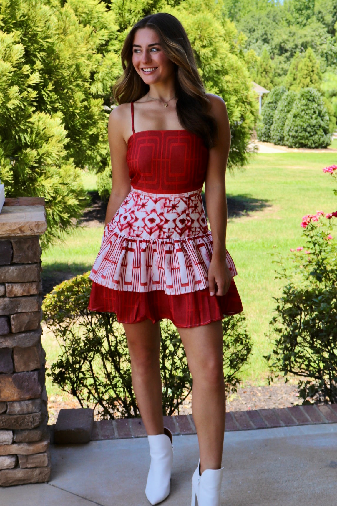 Garnet Geometric Gameday Dress