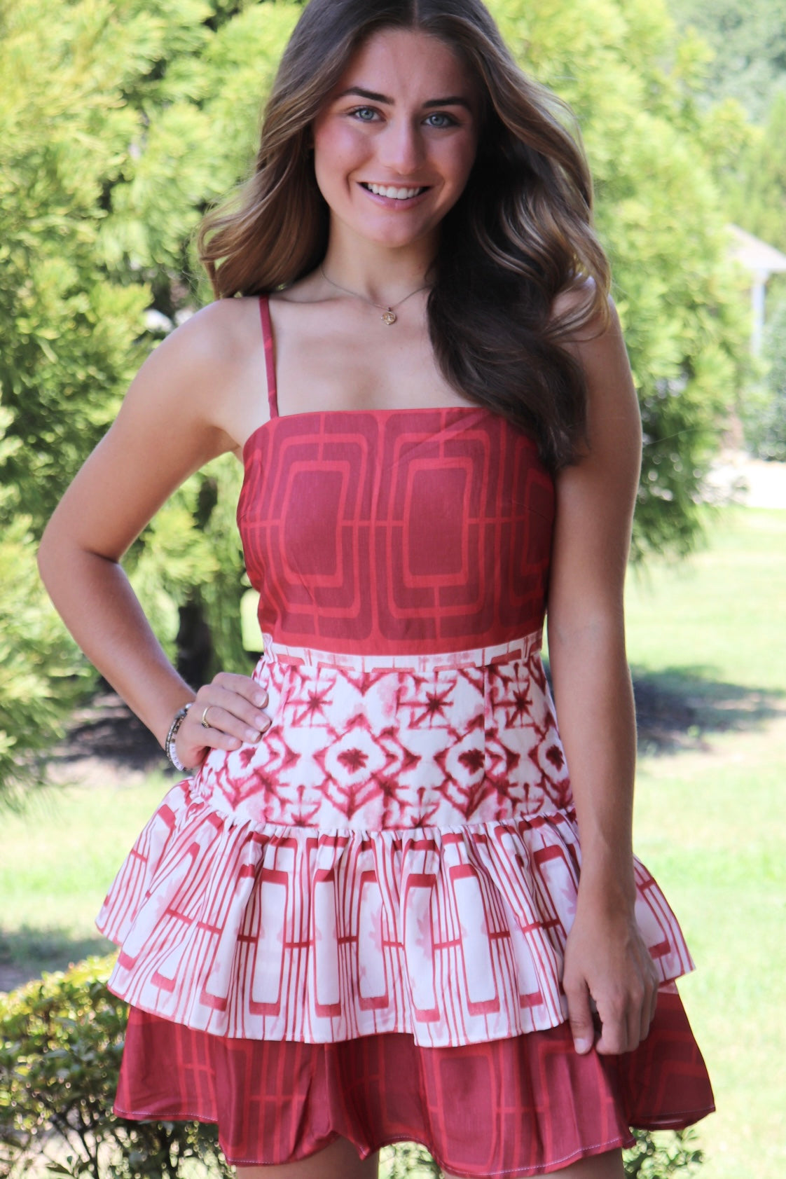 Garnet Geometric Gameday Dress