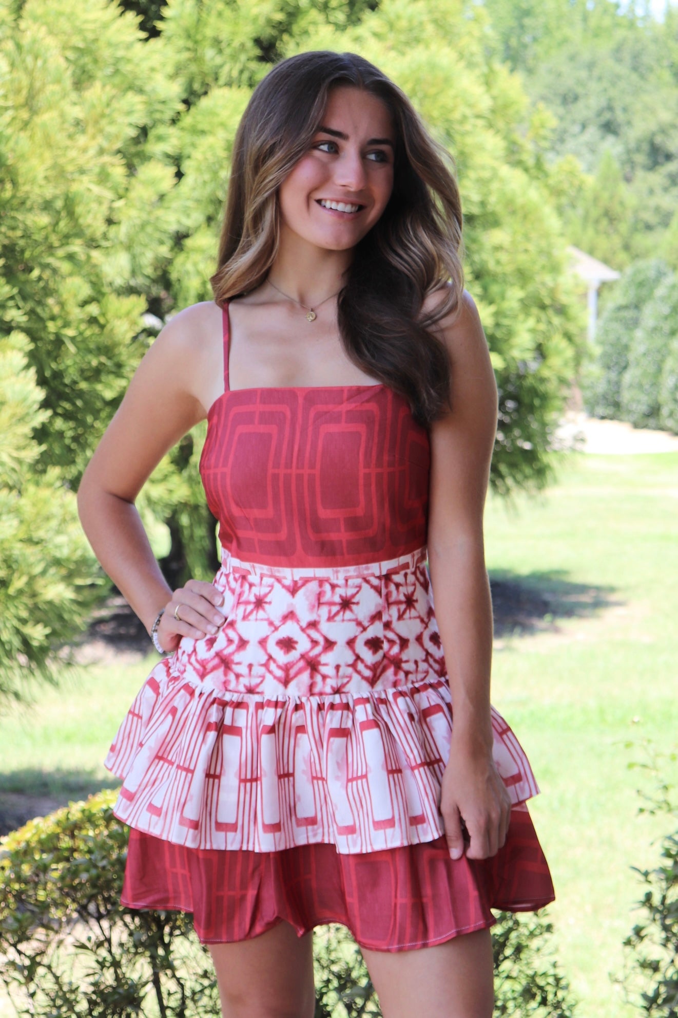 Garnet Geometric Gameday Dress