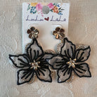 Black Floral Tulle Earrings