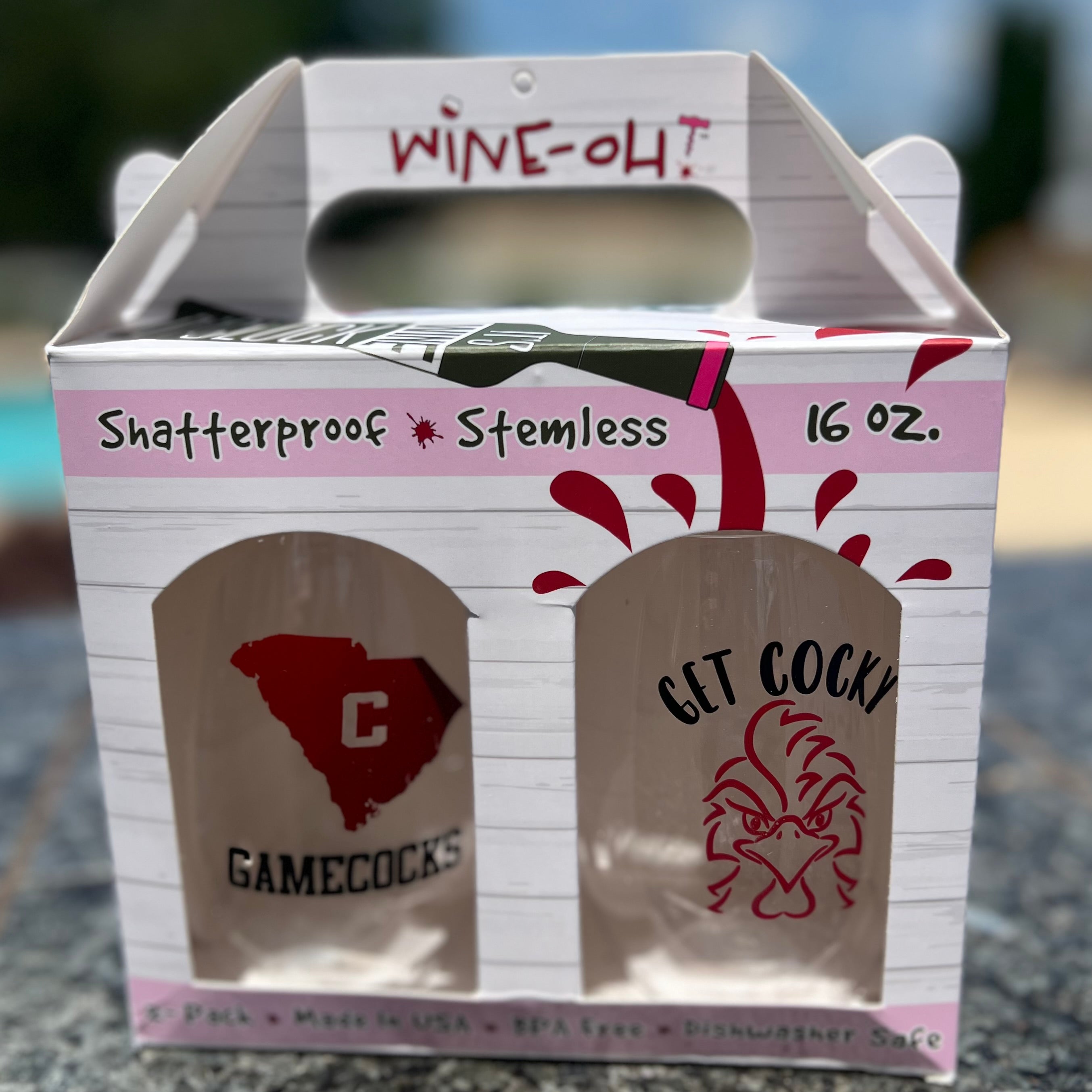 USC Gamecock Wine Glasses Get cocky