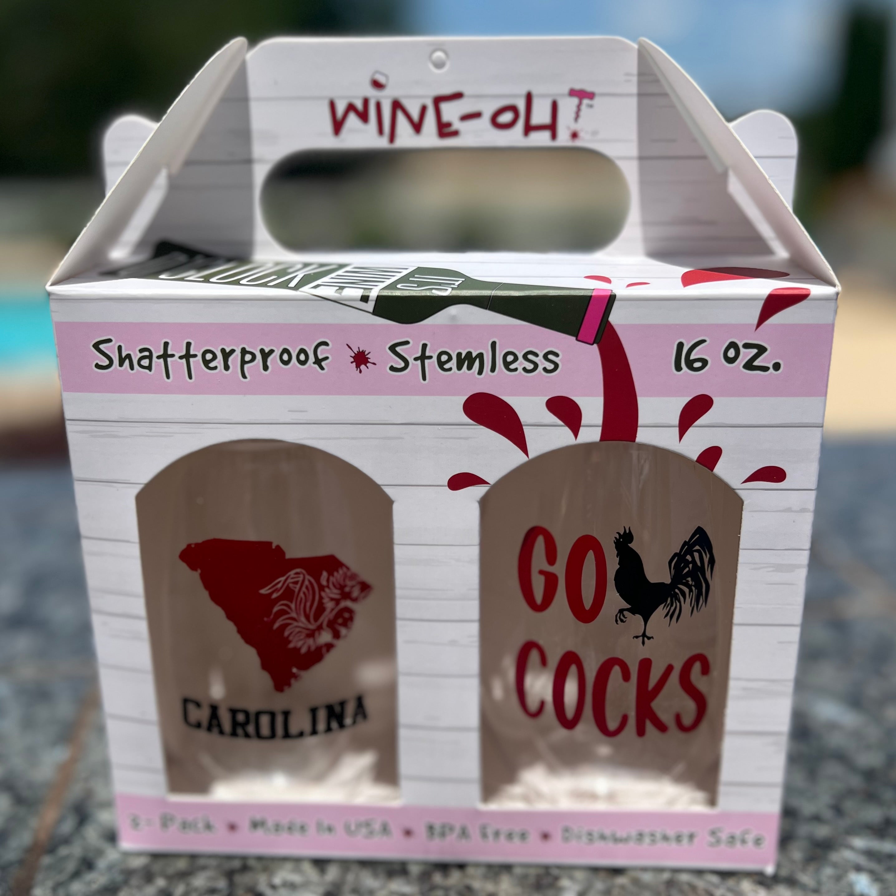 USC Gamecock Wine Glasses go cocks