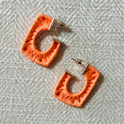Rectangle Orange Raffia Hoops