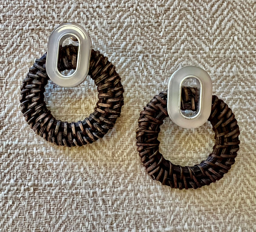 Rattan/Acrylic Earrings