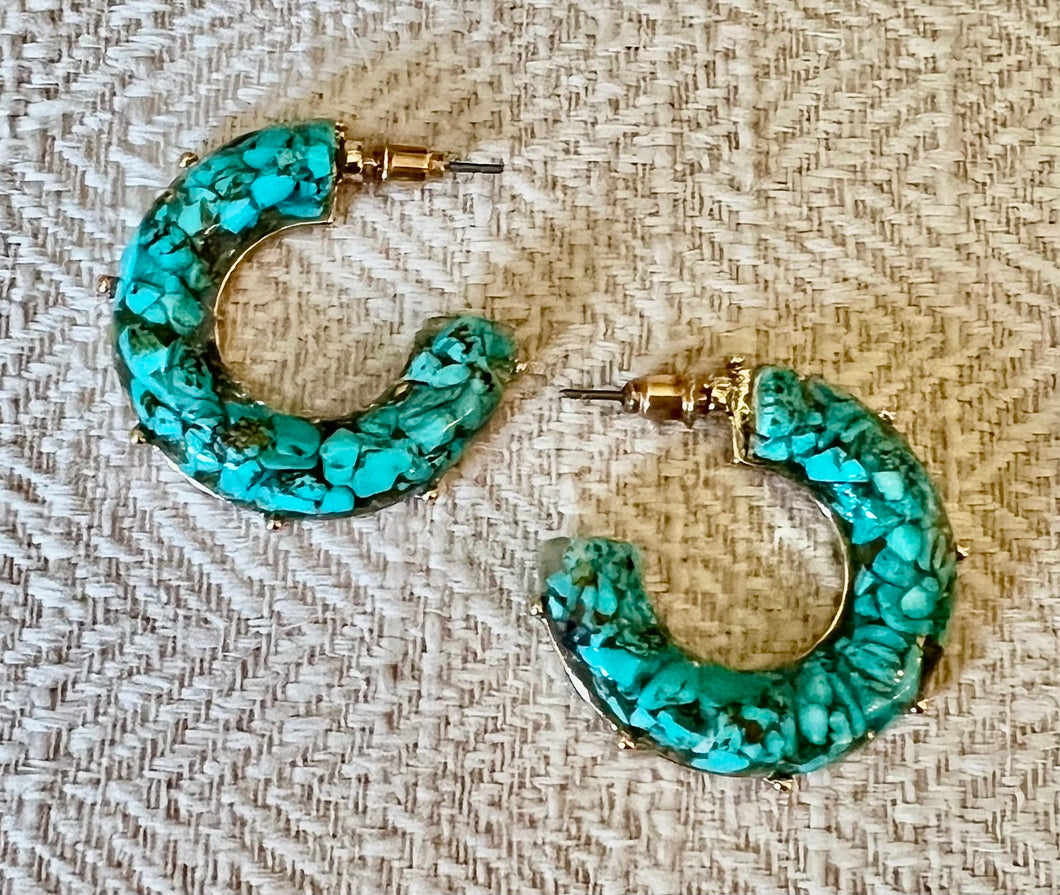 Turquoise Resin Hoops