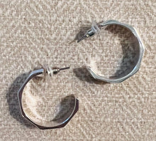 Load image into Gallery viewer, Geometric Matte Silver Hoops
