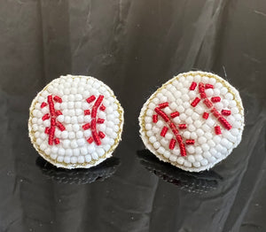 Baseball Seed Bead Earrings