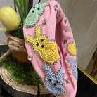 pink headband colorful seed bead peeps bunny rabbits