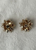 gold Gift Bow Stud Earrings