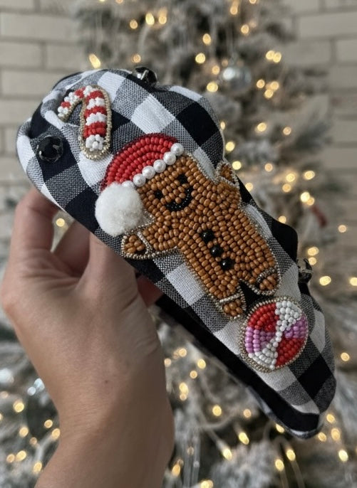 Black and white Plaid Gingerbread Headband