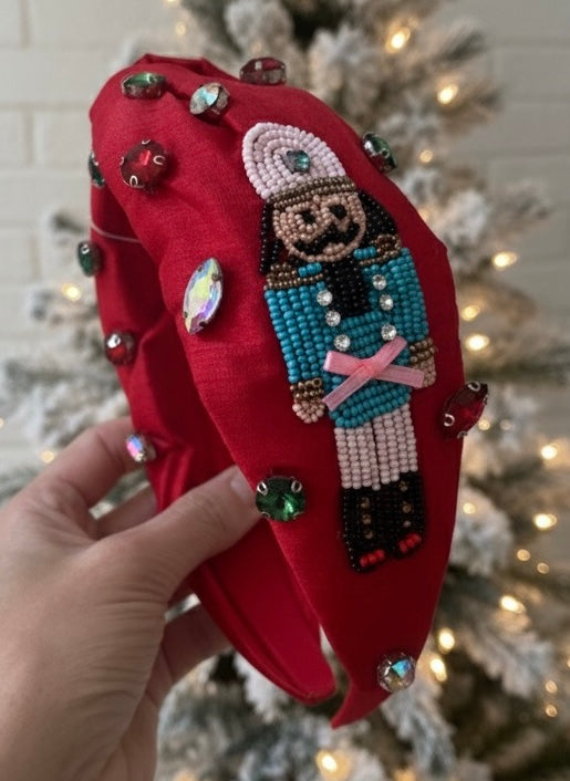 Red Headband/Seed Bead Nutcracker