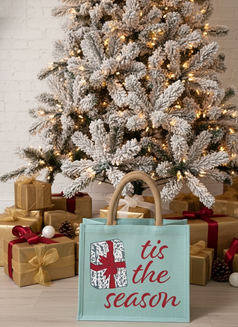 Tis the season Burlap Holiday Totes