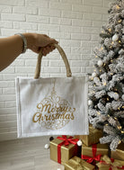 Merry Christmas Burlap Holiday Totes