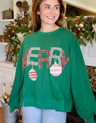 MERRY Patchwork Ornament sweatshirt Top