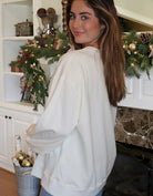 Cream sweatshirt with Green Sequin Christmas Trees