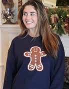 Navy Sweater with a brown gingerbread man