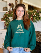"Christmas Tree" Stitched Green Sweater
