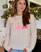 Cable knit Pink Tree Sweater