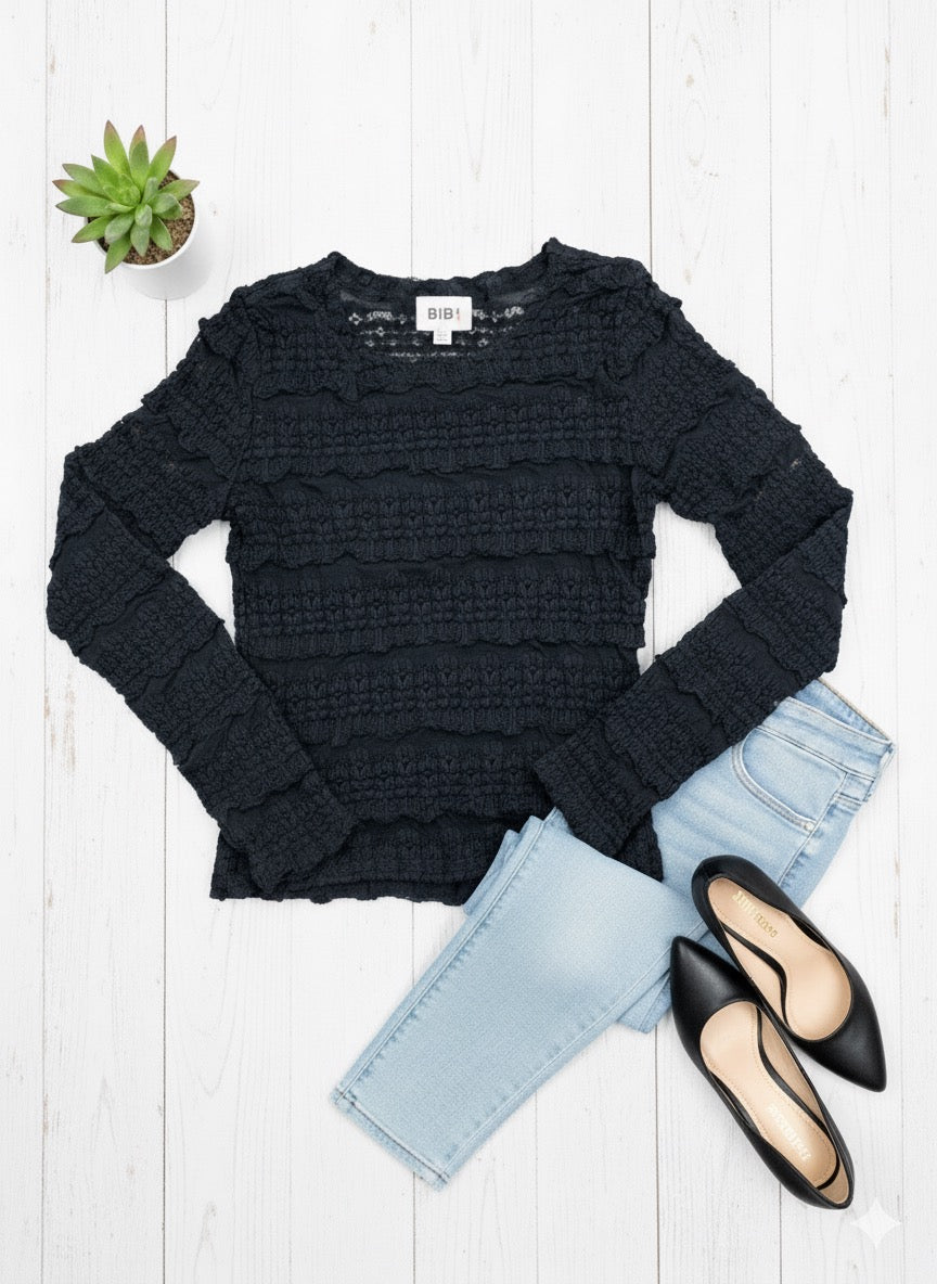 Black Floral Lace Top