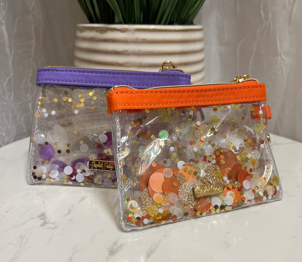 orange & purple confetti keychain