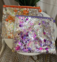 Load image into Gallery viewer, orange &amp; purple clear bags filled with confetti
