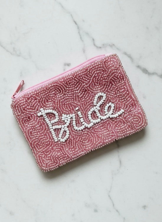 Pink Bride Beaded Coin Pouch