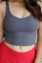 Load image into Gallery viewer, soft grey butter soft v-neck cropped work-out top
