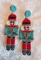 Teal & Red Nutcracker Earrings