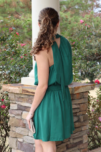 green one shoulder dress